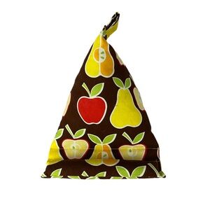 Cell Phone Pillow Stand Fruit Apple Pear Print Brown Fabric Handmade Holder